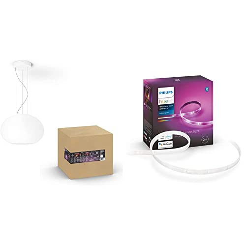 Philips Hue White & Col. Amb. LED Pendelleuchte Flourish & White & Col. Amb. Lightstrip Plus 2m Basis, 1600lm, 16 Mio. Farben, steuerbar via App, kompatibel mit Amazon Alexa (Echo, Echo Dot) von Philips Hue