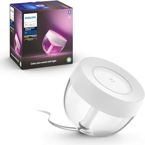 Philips Hue White & Color Ambiance Iris Tischleuchte (570 lm), dimmbare Tischleuchte für das Hue Lichtsystem mit 16 Mio. Farben, smarte Lichtsteuerung über Sprache oder App, weiß von Philips Hue