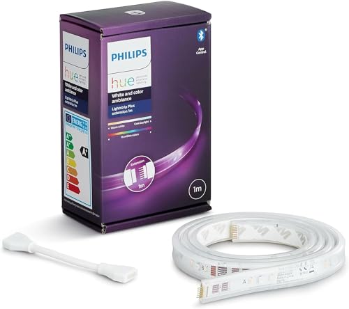 Philips Hue White & Color Ambiance Lightstrip Plus Erweiterung (1 m), dimmbarer LED Streifen für das Hue Lichtsystem mit 16 Mio. Farben, smarte Lichtsteuerung über Sprache oder App von Philips Hue
