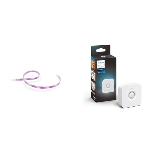 Philips Hue White & Col. Amb. Lightstrip Plus 2m Basis, 1600lm, kompatibel mit Amazon Alexa (Echo, Echo Dot) + Bewegungssensor, intelligenter Bewegungsmelder, Tageslichtsensor, Zubehör für Ihr System von Philips Hue