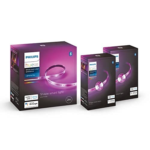 Philips Hue White & Col. Amb. Lightstrip Plus 2m Basis + Lightstrip Plus 2m Erweiterung, 16 Mio. Farben, steuerbar via App, kompatibel mit Amazon Alexa (Echo, Echo Dot) von Philips Hue
