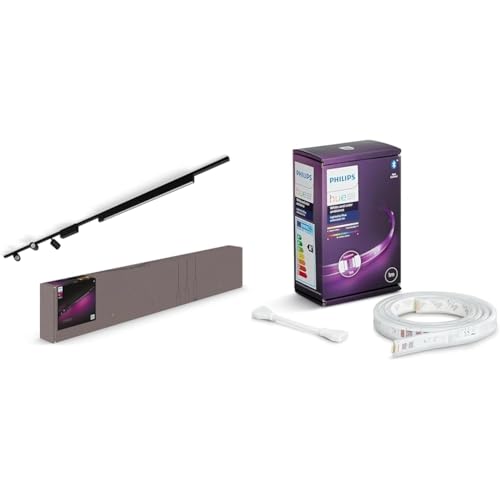 Philips Hue White & Color Amb. Perifo Set, 3-er Spot & Lightbar & White & Color Ambiance Lightstrip Plus Erweiterung (1 m) von Philips Hue