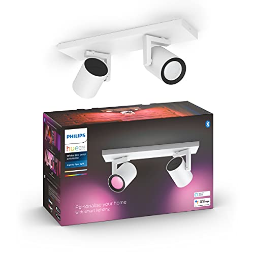 Philips Hue White & Color Ambiance Argenta Deckenlampe mit 2er Spot (1.050 lm), dimmbare LED Spots mit 16 Mio. Farben, smarte Lichtsteuerung über Sprache und App, weiß, neue Generation Philips Hue White & Color Ambiance Argenta Deckenlampe mit 2er Spot (1.050 lm), dimmbare LED Spots mit 16 Mio. Farben, smarte Lichtsteuerung über Sprache und App, weiß, neue Generation von Philips Hue