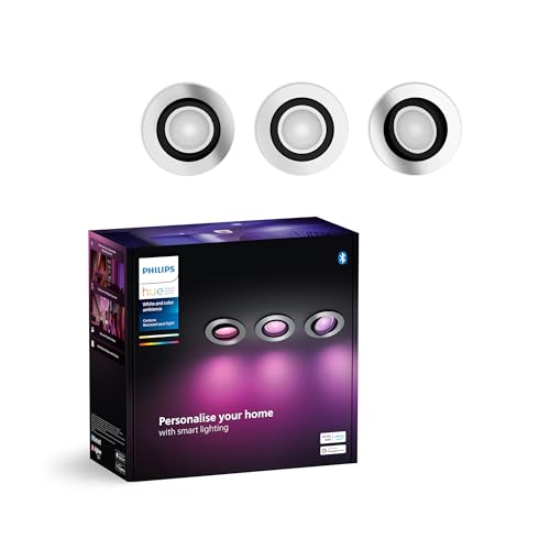 Philips Hue White & Color Ambiance Centura runde Einbauspots 3er Pack (1.050 lm), dimmbare Deckenlampen mit 16 Mio. Farben, smarte Lichtsteuerung über Sprache und App, aluminium, neue Generation Philips Hue White & Color Ambiance Centura runde Einbauspots 3er Pack (1.050 lm), dimmbare Deckenlampen mit 16 Mio. Farben, smarte Lichtsteuerung über Sprache und App, aluminium, neue Generation von Philips Hue