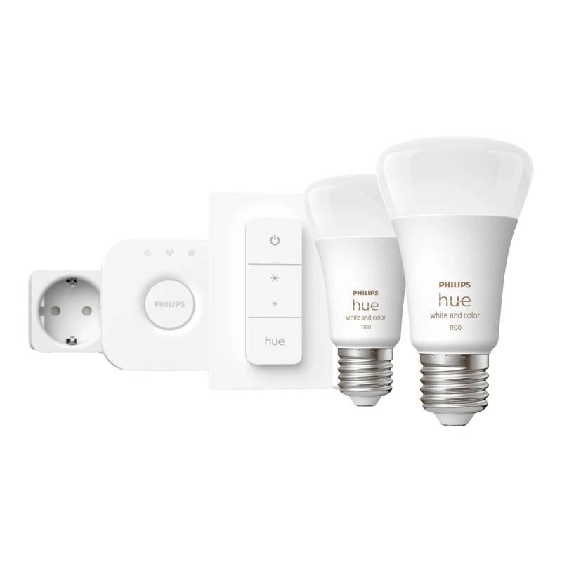 Philips Hue Starter-Set 2 x E27 Leuchtmittel inkl. Dimmer & Hue Bridge von Philips Hue