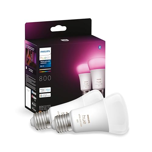 Philips Hue White & Color Ambiance E27 LED Lampen 2-er Pack (806 lm), dimmbare LED Leuchtmittel für das Hue Lichtsystem mit 16 Mio. Farben, smarte Lichtsteuerung über Sprache und App von Philips Hue