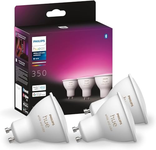 Philips Hue White & Color Ambiance GU10 LED Spots 3-er Pack (350 lm), dimmbare LED Lampen für das Hue Lichtsystem mit 16 Mio. Farben, smarte Lichtsteuerung über Sprache und App von Philips Hue