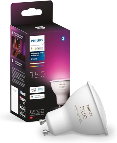 Philips Hue White & Color Ambiance GU10 LED Spot (350 lm), dimmbare LED Lampe für das Hue Lichtsystem mit 16 Mio. Farben, smarte Lichtsteuerung über Sprache und App von Philips Hue