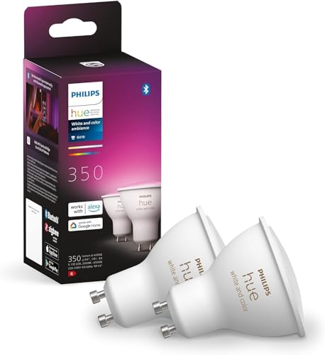 Philips Hue White & Color Ambiance GU10 LED Spots 2-er Pack (350 lm), dimmbare LED Lampen für das Hue Lichtsystem mit 16 Mio. Farben, smarte Lichtsteuerung über Sprache und App von Philips Hue