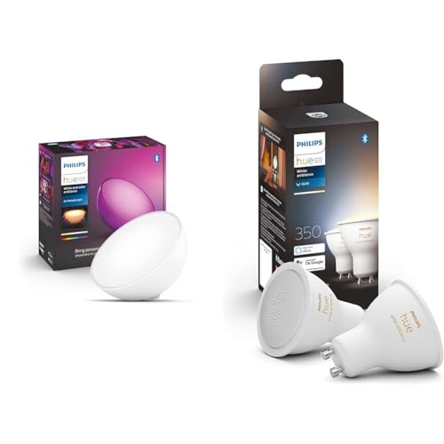 Philips Hue White & Color Ambiance Go Tischleuchte (530 lm) & White Ambiance GU10 LED Spots 2-er Pack (350 lm) von Philips Hue
