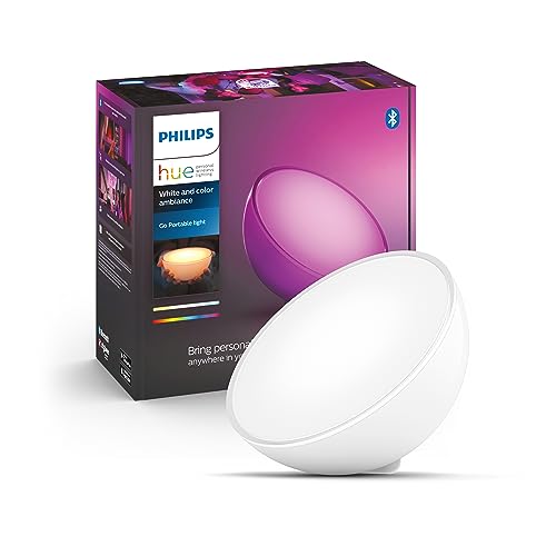 Philips Hue White & Color Ambiance Go Tischleuchte (530 lm), dimmbare Tischlampe für das Hue Lichtsystem mit 16 Mio. Farben, smarte Lichtsteuerung über Sprache oder App, weiß von Philips Hue