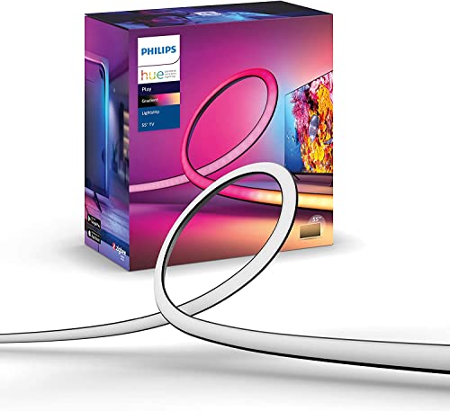 Philips Hue White & Color Ambiance Gradient Lightstrip (55 Zoll), dimmbarer LED Streifen für den Fernseher mit 16 Mio. Farben und Farbverläufen, smarte Heimkino TV Hintergrundbeleuchtung, schwarz von Philips Hue