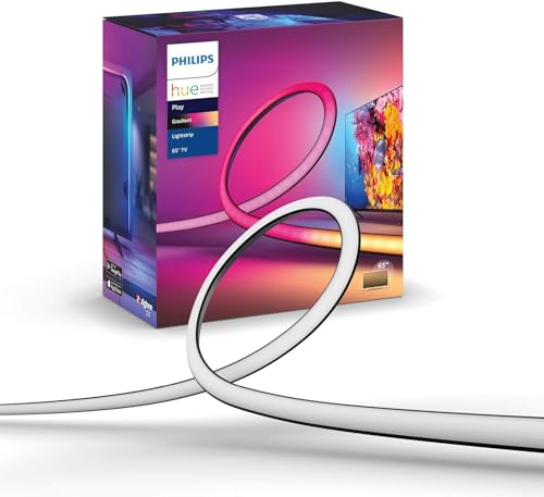 Philips Hue White & Color Ambiance Gradient Lightstrip (65 Zoll), dimmbarer LED Streifen für den Fernseher mit 16 Mio. Farben und Farbverläufen, smarte Heimkino TV Hintergrundbeleuchtung, schwarz von Philips Hue