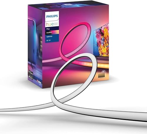 Philips Hue White & Color Ambiance Gradient Lightstrip (75 Zoll), dimmbarer LED Streifen für den Fernseher mit 16 Mio. Farben und Farbverläufen, smarte Heimkino TV Hintergrundbeleuchtung, schwarz von Philips Hue