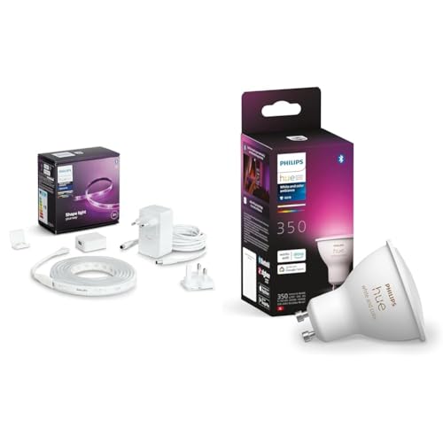Philips Hue White & Color Ambiance Lightstrip Plus Basis-Set V4 (2 m) & White & Color Ambiance GU10 LED Lampe 1-er Pack von Philips Hue