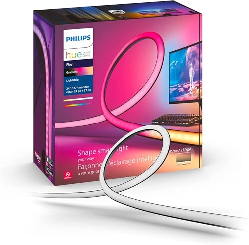 Philips Hue White & Color Ambiance Play Gradient, PC Lightstrip für 24/27”, dimmbar, 16 Mio. Farben, steuerbar via App, kompatibel mit Amazon Alexa (Echo, Echo Dot) von Philips Hue