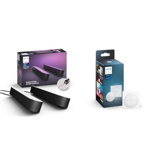 Philips Hue White & Color Ambiance Play Lightbar Doppelpack Basis-Set (500 lm) & Tap Dial Switch Drehschalter, weiß, personalisierbar via Hue App, Zubehör von Philips Hue