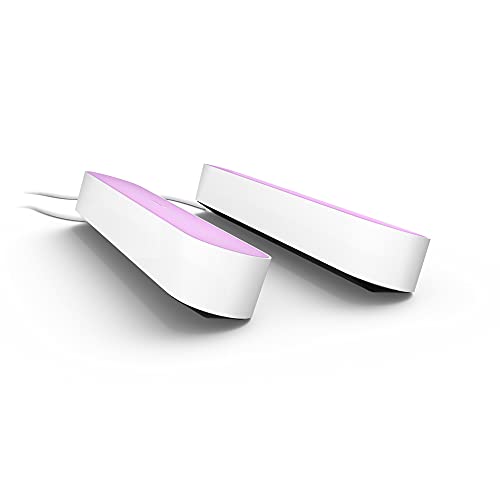 Philips Hue White & Color Ambiance Play Lightbar Doppelpack Basis-Set (500 lm), dimmbare LED-Lightbar für das Hue Lichtsystem mit 16 Mio. Farben, smarte Lichtsteuerung über Sprache oder App, weiß von Philips Hue