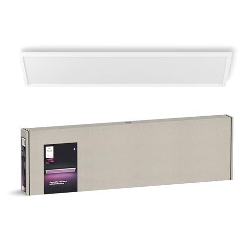 Philips Hue White & Color Ambiance Surimu Panel Deckenlampe 120 x 30 cm (4.150 lm), dimmbare Deckenleuchte für das Hue Lichtsystem mit 16 Mio. Farben, smarte Lichtsteuerung über Sprache oder App, weiß von Philips Hue
