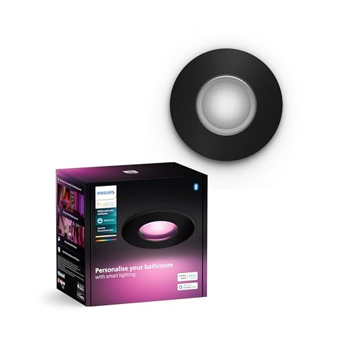 Philips Hue White & Color Ambiance Xamento recessed spotlights 1 Pack, dimmable Bathroom Lights for The Hue System with 16 Million Colours, Intelligent Light Control via Voice and app, Black Philips Hue White & Color Ambiance Xamento recessed spotlights 1 Pack, dimmable Bathroom Lights for The Hue System with 16 Million Colours, Intelligent Light Control via Voice and app, Black von Philips Hue