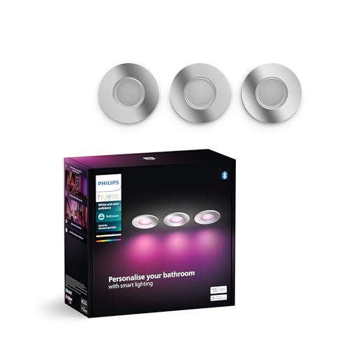 Philips Hue White & Color Ambiance Xamento Einbauspots 3er Pack (1.050 lm), dimmbare Badezimmerlampen mit 16 Mio. Farben, smarte Lichtsteuerung über Sprache und App, silber, neue Generation Philips Hue White & Color Ambiance Xamento Einbauspots 3er Pack (1.050 lm), dimmbare Badezimmerlampen mit 16 Mio. Farben, smarte Lichtsteuerung über Sprache und App, silber, neue Generation von Philips Hue