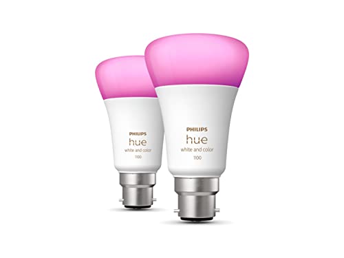 Philips Hue White & Colour Ambiance LED-Leuchtmittel, B22 Bajonettsockel, 1100 Lumen (entspricht 75 W) Funktioniert mit Alexa, Google Assistant und Apple Homekit, 2 Stück(1er Pack) von Philips Hue