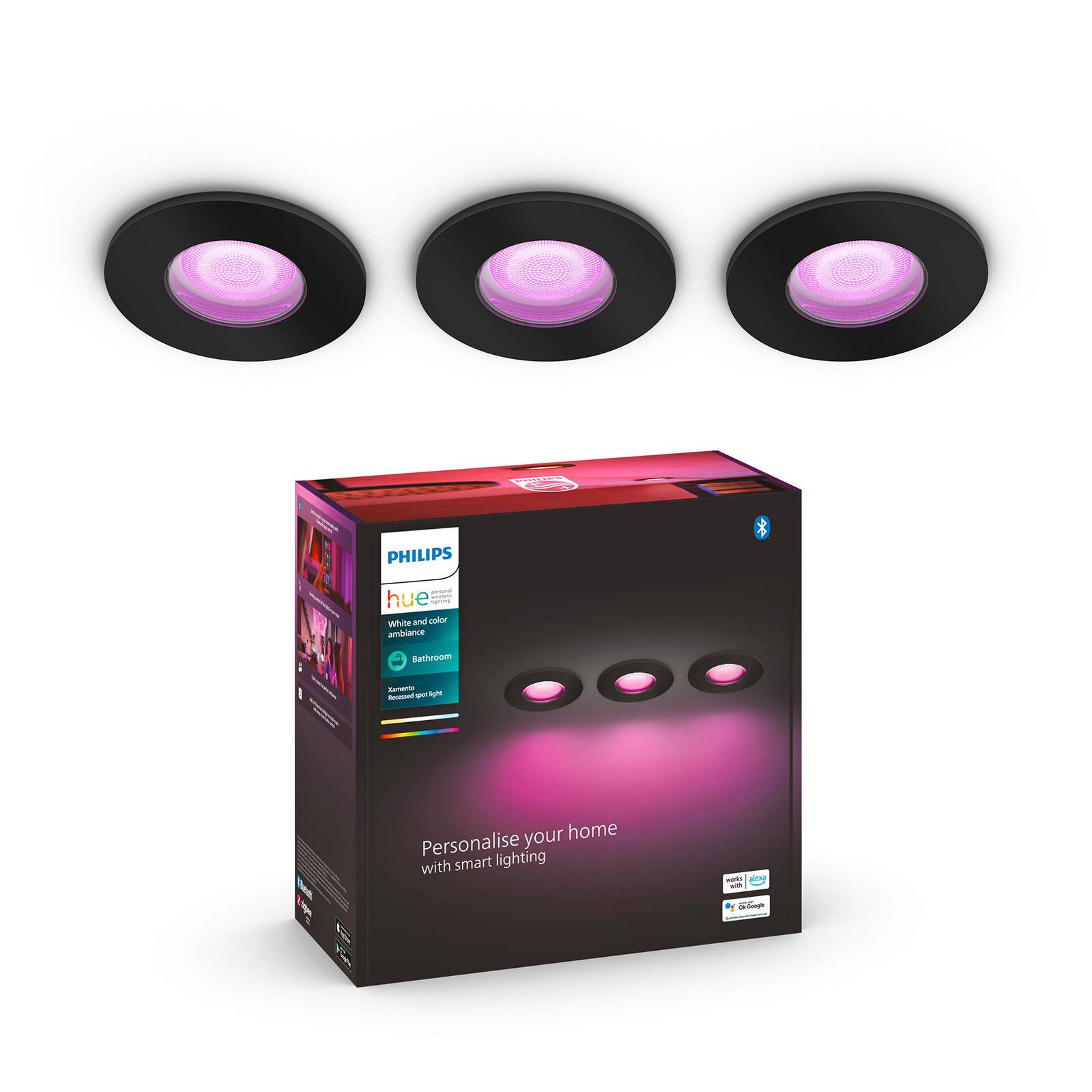 Philips Hue Xamento Spot White&Color, 3er, schwarz von Philips Hue