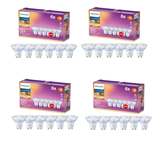 Philips Vorteilspack – GU10 – WarmGlow LED-Spotlampe – 50 W – Dimmbar – Warmweißes Licht – Set mit 24 Stück von Philips Hue