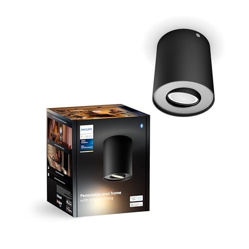Philips Hue White Ambiance Pillar 1er Spot Erweiterung, inkl. GU10 LED-Lampe, steuerbar via App, kompatibel mit Amazon Alexa (Echo, Echo Dot), schwarz, neue Generation von Philips Hue