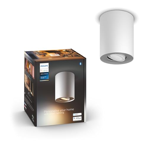Philips Hue White Ambiance Pillar 1er Spot Erweiterung, inkl. GU10 LED-Lampe, steuerbar via App, kompatibel mit Amazon Alexa (Echo, Echo Dot), weiß, neue Generation von Philips Hue