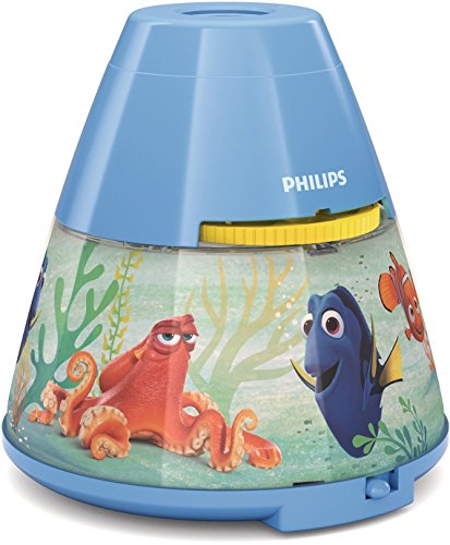 Philips 717699016 Disney Projektor Tischleuchte Finding Dory 5 lm, Plastik, 2,3 W Integriert, blau, 14 x 14 x 24,4 cm von Philips Lighting