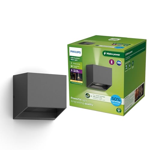 Philips Alix ultraeffiziente Wandleuchte für den Außenbereich 2700K 800lm Anthrazit Philips Alix ultraeffiziente Wandleuchte für den Außenbereich 2700K 800lm Anthrazit von Philips Lighting