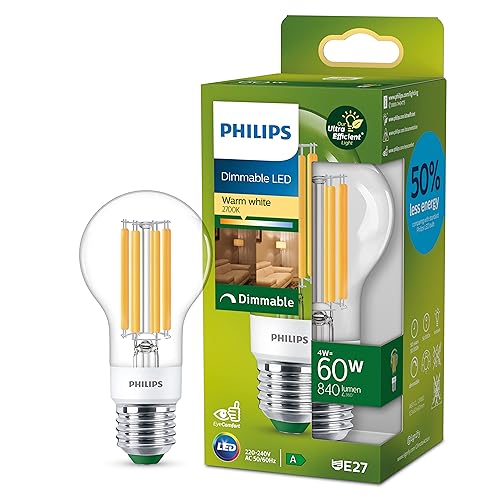 Philips Classic ultraeffiziente E27 LED Lampe, 60W, warmweiß, klar, dimmbar von Philips Lighting