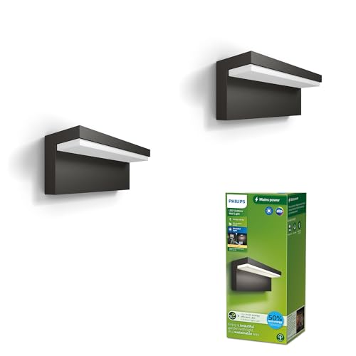 PHILIPS LED Bustan UltraEfficient Wandleuchte 3.8W 2700K Anthracite HV, Doppelpack, Anthrazit von Philips Lighting