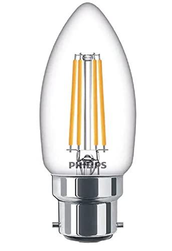 Philips LED Classic B22 Lampe, 40 W, Kerzenform, klar, warmweiß von Philips Lighting