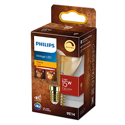 Philips LED Classic E14 Vintage Lampe, 15 W, Vintage Dekolampe, Tropfenform, dimmbar, klar, gold, flame Philips LED Classic E14 Vintage Lampe, 15 W, Vintage Dekolampe, Tropfenform, dimmbar, klar, gold, flame von Philips Lighting