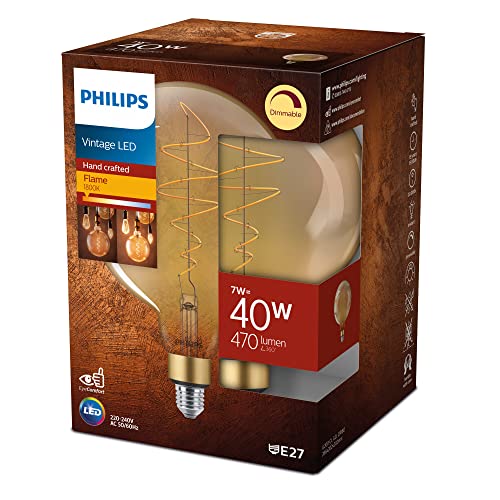 Philips LED Classic E27 Vintage Lampe, 40 W, Vintage Dekolampe, XL-Globeform, dimmbar, gold, klar, flame Philips LED Classic E27 Vintage Lampe, 40 W, Vintage Dekolampe, XL-Globeform, dimmbar, gold, klar, flame von Philips Lighting