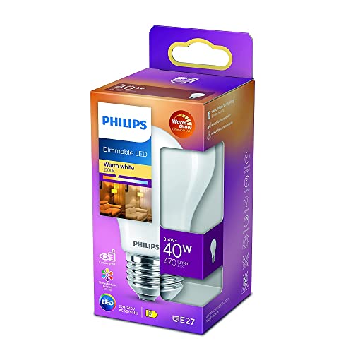 Philips LED Classic E27 WarmGlow Lampe, 40 W, Tropfenform, dimmbar, matt, warmweiß von Philips Lighting
