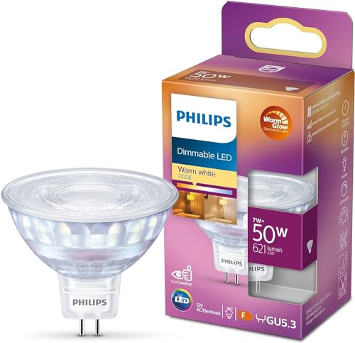 Philips LED Classic GU5.3 Lampe Warm Glow (50 W), dimmbarer Reflektor LED Spot mit warmweißem Licht, energiesparende LED Lampe mit langer Nutzlebensdauer von Philips Lighting