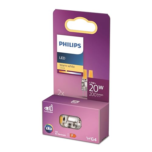 Philips LED Standard Brenner, Ersatz für Halogen 20W, G4 Sockel, warmweißes Licht 2700K, Doppelpack, neue Generation von Philips Lighting