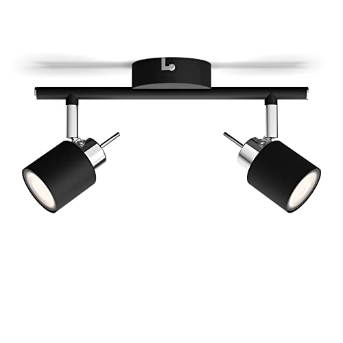Philips Meranti 2-er Deckenspots (35 W), elegante Deckenleuchte mit zwei flexiblen Spots, GU10 Leuchte ohne Leuchtmittel, schwarz von Philips Lighting