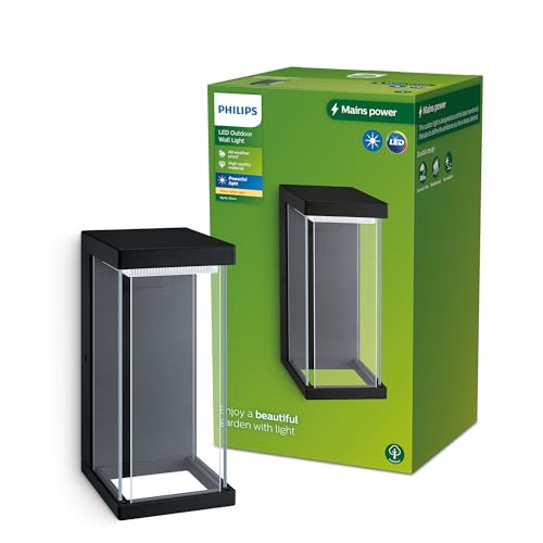 Philips Outdoor Kyrie Wandleuchte 12W, 2700 Kelvin warmweißes Licht, IP44 wetterfest, schwarz Philips Outdoor Kyrie Wandleuchte 12W, 2700 Kelvin warmweißes Licht, IP44 wetterfest, schwarz von Philips Lighting