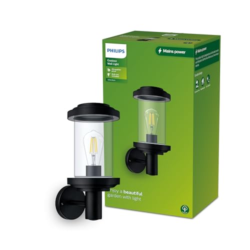 Philips Outdoor Listra Wandleuchte rund, max. 25W, exkl. Leuchtmittel, IP44 wetterfest, schwarz von Philips Lighting