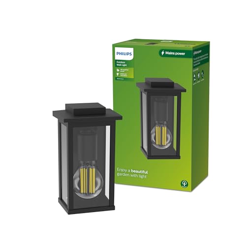 Philips Outdoor Mirth Wandleuchte eckig, max. 25W, exkl. Leuchtmittel, IP44 wetterfest, schwarz von Philips Lighting