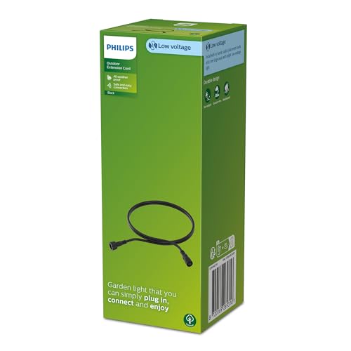 Philips Outdoor Niedervolt Verlängerungskabel 2 Meter, 24V, IP67 wasserfest, schwarz von Philips