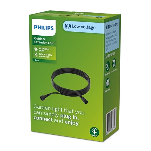 Philips Outdoor Niedervolt Verlängerungskabel 5 Meter, 24V, IP67 wasserfest, schwarz von Philips Lighting