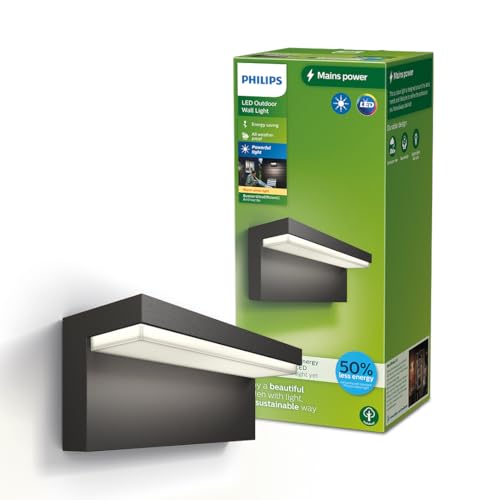 Philips Outdoor Ultra-Efficient Bustan Wandleuchte 3,8W, 2700 Kelvin, IP44 wetterfest, anthrazit von Philips Lighting