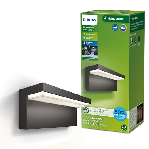 Philips Outdoor Ultra-Efficient Bustan Wandleuchte 3,8W, 4000 Kelvin, IP44 wetterfest, anthrazit von Philips Lighting