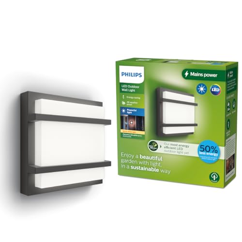 Philips Outdoor Ultra-Efficient Petronia Wandleuchte 3,8W, 2700 Kelvin, IP44 wetterfest, anthrazit von Philips Lighting