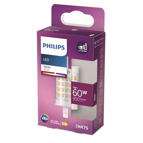 Philips Standard LED Stablampe mit 60W mit einer Länge von 78mm, 2 Pin Sockel, warmweißes Licht (3000K), neue Generation von Philips Lighting